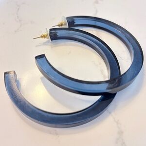 Large Lucite Blue 3” Hoop Earrings